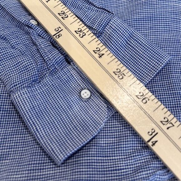 Reserved Linen Blend Men's Button Front Shirt Blue White Gingham Size Large - Picture 9 of 10